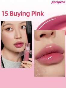Peripera K-Beauty 水感裸色唇彩，鏡面水光唇釉，玻璃唇釉，豐唇效果，自然保濕，輕盈，提亮光澤長效，舒適，不黏膩，口罩友善，無白膜 - #15 Buying Pink - 查看 3