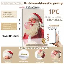 1pc, Canvas Wall Art, Christmas Framed Wall Decor, Fashionable Pink Santa Claus Blowing Giant Pink Bubblegum, Playful Girlish Home Accent, Festive Seasonal Decoration, Adds Joy To The Holidays, Christmas Decor, Christmas Poster, Winter Decor, Christmas Bathroom Accent, Christmas Home Decor, Room Accent, Dormitory Decor, Bedroom Accent, Living Room Decor, Office Decor, Dining Room Accent