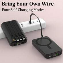 10000mAh 磁性便携式充电器，带 USB C 线缆，20W PD 快速充电，轻薄无线移动电源，兼容 16/15/14/13/12 系列，适合夏季假期户外旅行/露营和免提应急备用移动电源，适合送给家人、朋友、生日的礼物，磁性无线 Nan - 黑色-10000mAh - 查看 3