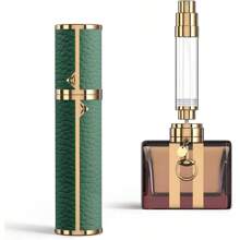 Travel Perfume Refillable Atomizer, 8ml Mini Genuine Leather Cologne Sprayer, Protable Pocket Size Empty Fragrance Spray Bottle(White)