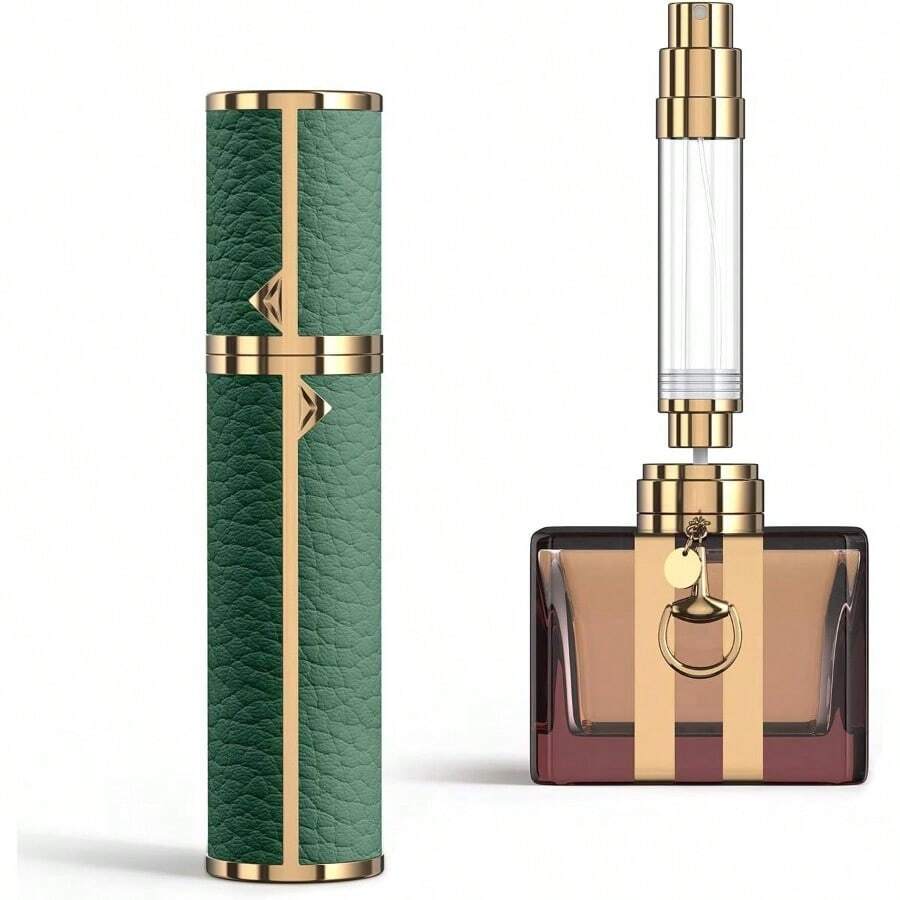 Travel Perfume Refillable Atomizer, 8ml Mini Genuine Leather Cologne Sprayer, Protable Pocket Size Empty Fragrance Spray Bottle(White)