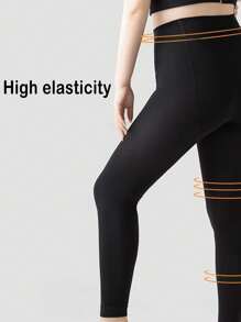 1pc Women Plus Size Fashionable Sheer & Stretchy 7/8 Leggings Tight Pants
