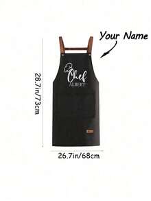 1pc Customized Kitchen Cooking Apron, Customizable Printed - Personalized Cooking Apron, Customizable Logo Apron, Chef Apron, Customizable Name Apron, Baking Gift, Barbecue Apron, Kitchen Apron, Modern Polyester Oil-Proof Apron, Black Kitchen Apron, Polyester Apron, Suitable For Garden, Kitchen And Housework, Ideal For Home And Restaurant