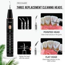 1 Set Electric Tartar Eraser With LED Light, Tartar Eraser Cleaning Tool, 4 Replaceable Blades And 4 Dental Care Modes For Cleaning Teeth And Removing Tartar From Teeth, Father's Day Mother's Day Valentine's Day Gift (USB Rechargeable) - 黑色 - 查看 3