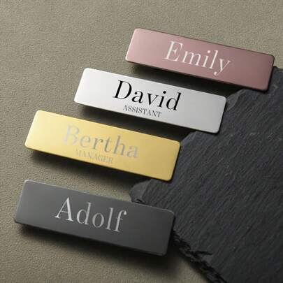 Custom Engraved Professional Name Badges With Pin Or Magnet Backing - Universal Stainless Steel Identity Tags For Doctors, Educators, Stylists - Personalized Job Title Plates,Chic Design
