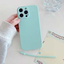 1个纯色硅胶质感液态手机壳，带挂绳，兼容三星、 11/12/13/14/15/16 Pro Max、三星S22/23/24/S25+ UA04/A05/A14/A15/A24/A25/A34/A54 SA56/A36/A26，防水防震防摔防刮，国际版，非国内版 - 青碧色 - 查看 3