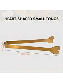 1/5/10 pinzas con forma de corazón de acero inoxidable, clip de cocina, clip para caramelos y postres, vajilla para fiestas, vajilla de boda - Dorado - Ver 2