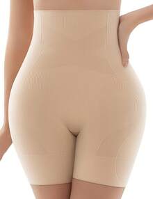 Women's Tummy Control Shapewear, High Waisted Body Shaper Shorts, Butt Lifting Thigh Slimmer Under Dress, Body Sculpting - 裸色 - 查看 4