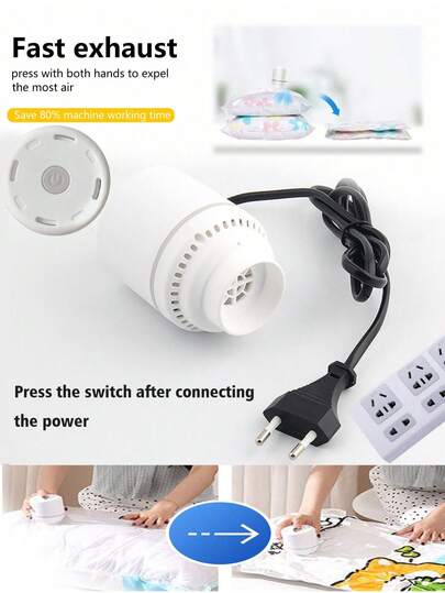 1 Piece Electric Air Pump For Vacuum Storage Bags, Vacuum Storage Pump For Compressing Comforters, Blankets, Clothes, Christmas Gifts, Suitable For Home Indoor Clothes Storage And Finishing, A Good Helper. Bags Not Included.