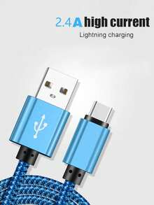 1条60W USB-C充电线，3.3英尺/6.6英尺/10英尺长USB Type-C快充线，尼龙编织USB-A转USB-C充电线，兼容三星Galaxy S24/S23 Ultra/S23/S23+/S22/S22 Ultra/S22+/S21 Ultra/S20 Ultra/Note 20/Note 10/Z Fold 3/4/5，兼容 16、16 Pro Max、15、15 Plus、15 Pro、15 Pro Max，兼容小米，兼容一加Type-C - 藍色 - 查看 2