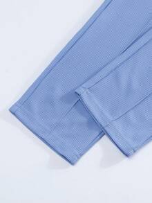 2pcs Men's Long Sleeve Polo Shirt And Drawstring Pants Set, Clean, Comfortable And Breathable - Baby Blue - View 9