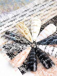 Beautizon Nailartlab 10Pcs Retro Art Graffiti Starry Sky Nail Art Transfer Paper, DIY Nail Art Y2K Style Design Self-Adhesive Nail Art Starry Sky Paper For Women Salon Nail Art Supplies Nails - Multicolor - View 2