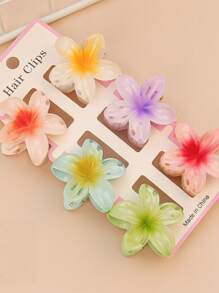 6 Stück Halloween Blumen Muster Party ABS Kunststoff (ABS Harz) 6 Stück Blumen Muster Party ABS Kunststoff (ABS Harz) 6 Stück 4CM bunte kleine Chrysanthemen Haarklammern Blumen Klauen Seitenklauen Halbklauen Hinterkopf Haarklauen Elegante Haarzubehör