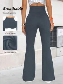 Calça flare elástica cruzada [extremamente macia], calça minimalista de cintura alta para uso diário e ioga, legging esportiva casual sexy, calça flare com design de elevação de peça única, roupa esportiva feminina, tecido de malha, elástico e confortável, adequado para uso diário e treino