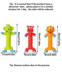 耐用乳胶发声狗狗磨牙玩具 - 适合幼犬和成犬，趣味动物造型（恐龙、狮子、老虎），中小型犬自娱自乐宠物用品，互动玩具 | 色彩鲜艳的宠物玩具 | 耐用磨牙玩具，狗狗玩具，无需电池 - 彩色 - 查看 3