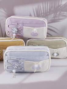 1 件可爱牛津布铅笔盒，多功能大容量，弹性可调，可存放笔、尺子，适合男孩和女孩，美观的学生文具盒，送给朋友的完美礼物，文具收纳盒