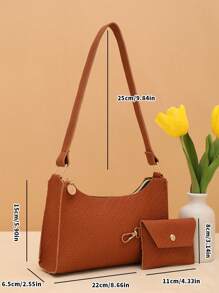 Multifunctional Large Capacity Underarm Bag, Casual Shoulder Bag For Daily Outing - Brown - View 6