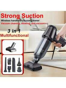 Handheld Vacuum Cleaner, Vacuum Cleaner And Air Duster, Powerful Wet And Dry Handheld Car Vacuum Cleaner With Multi-Nozzle/Small Floor Mop For Car, Home, Office And Pets.2000*2mAh Battery Capacity