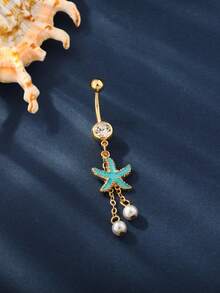 1 Pc Nautical Alloy Dangle Sea Star Navel Piercing Ring, Stainless Steel Body Jewelry For Daily Wear - Starfish - View 14