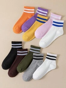 1/5/10 Paar zufällige Damen Lässig Socken, gestreifte lässige niedliche Polyester (Polyester) Rippen Kunstpelz Patchwork, bequem weich für den Alltag, ganzjährig