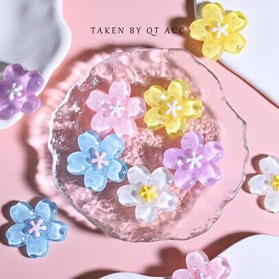 5/10/20pcs Transparent 5-Petal Flower Resin Refrigerator Magnets