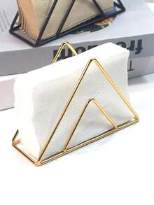 1pc Cast Iron Napkin Holder Stand - Triangular Hollow Design, Tabletop Organizer, Suitable For Kitchen, Cafe, Restaurant And Hotel - Elegant Dining Table Decor, Kitchen Accessory | Decorative Triangular Hollow Pattern | Exquisite Craftsmanship - Napkin Holder - Napkin Rack - Multicolor - View 9