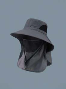 1pc Unisex Sun Protection Outdoor Fishing Cap, Wide Brim Anti-UV Neck Cover For Hiking, Fishing, And Other Outdoor Activities