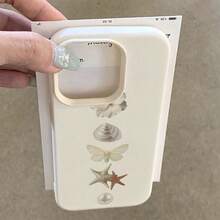 1 Ốp lưng điện thoại TPU họa tiết bướm, vỏ sò, sao biển, hoa, ngọc trai giả thanh lịch tương thích với iPhone/điện thoại Chống nước, chống sốc, chống rơi, chống trầy xước - trắng - Xem 4