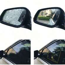 2pcs Car Electric Vehicle Rearview Mirror Rainproof Film Sticker Reversing Mirror Waterproof Film Electrostatic Water Flooding Film Rainy Day Glass Anti-Fog Film - 清除 - 查看 4