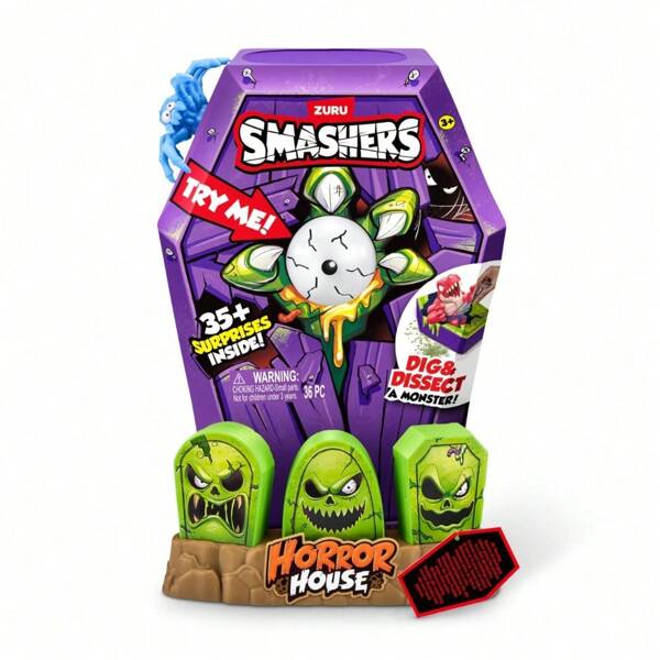ZURU Conjunto de juego Smashers Mega Horror House, juguete interactivo, juguetes coleccionables con talla grande de 35 sorpresas, desembalar, diversión para niños y adolescentes (1 paquete)