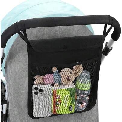 Baby Stroller Bag Hanging Net Big Bags Portable Baby Umbrella Storage Bag Pocket Cup Holder Organizer Universal Useful Accessory Double Layer Baby Stroller Hanging Bag Net Bag Baby Umbrella Bag Universal Baby Stroller Storage Bag Baby Bottle Water Cup Bag