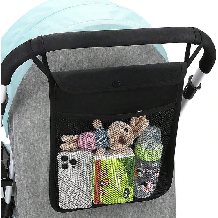 Baby Stroller Bag Hanging Net Big Bags Portable Baby Umbrella Storage Bag Pocket Cup Holder Organizer Universal Useful Accessory Double Layer Baby Stroller Hanging Bag Net Bag Baby Umbrella Bag Universal Baby Stroller Storage Bag Baby Bottle Water Cup Bag - Multicolor - View 1