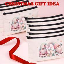 圣诞主题化妆包，多件套可选（1/5/10/20件），多功能珠宝袋，圣诞礼品袋，零钱包，糖果袋，带有圣诞老人，精灵，圣诞树和其他节日设计，是营造圣诞气氛的必备品，便携多用途实用布袋，充满节日气氛，圣诞节和新年聚会，派对，礼品分发和存储的必备包装袋，适合男士和女士