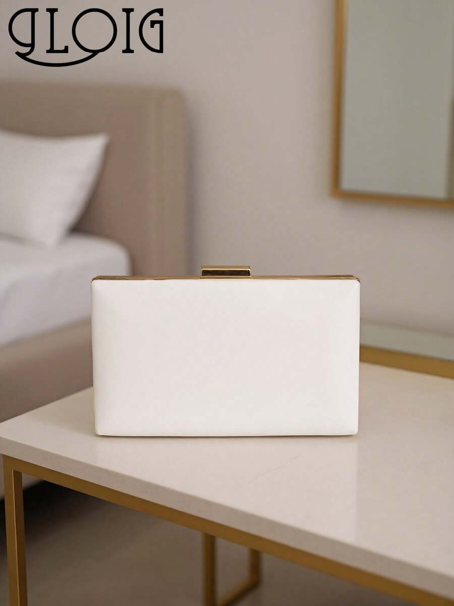 Bolsas de Festa de Couro Sintético Branco com Design de Aba e Corrente de Ombro, Bolsas de Embreagem Pequenas para Casamento, Festa e Jantar