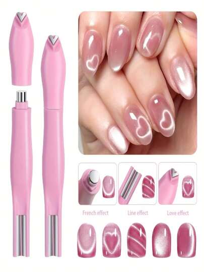 3-In-1 Snake Head Nail Magnet - Detachable Cat Eye Gel Polish Tool, Odorless For Professional & Home Use, 3 Colors Available (Pink/Light Blue/Black) - Creative Nail Art Kit With Smooth Grip Handle And Heart-Shaped Design,Cat's Eye Magnetic Nail Tool, Specially Designed For Salons,Friend Gifts, Female Gifts,(Usage: After Applying The Cat Eye Glue, Place The Magnet Close To The Nail For 5-10 Seconds And The Effect Will.)