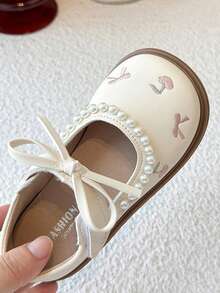 1-8 Years Old Girls' Soft Bottom Anti-Slip Comfortable Toddler Walking Shoes, Bow Embroidery Cute Princess Flats, Round Toe Casual Outdoor Play Loafers, Breathable Mary Jane Shoes For Spring/Summer