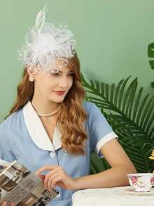 1 Pc Fascinators Hat For Women Tea Party Headband Kentucky Derby Wedding Flower Mesh Hair Clip Mini Hats Tiny Hats Mini Top Hat Mini Cap, School Stuff, Gifts, Classy, Festival Outfits, Rave Accessories, Hair Accessories, Gala Night