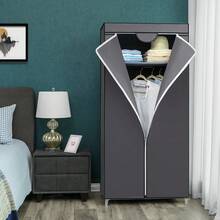 SONGMICS Guardaroba in TNT, Armadio con Copertura e Barra Appendiabiti, Organizzatore per Borse Giocattoli Scarpe, in Camera da Letto e Soggiorno, 75 x 45 x 160 cm, grigio - Grigio - Visualizzare 2