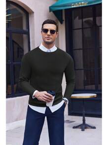 Men's Long Sleeve Shirts Honeycomb Waffle Pullover Sweater Crewneck Thermal Tops Lightweight Undershirts - Light Grey - View 8