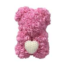 1 pieza Oso de flor de rosa artificial eterna - Oso de rosa con corazón de perlas para regalo de Navidad/Día de San Valentín/Día de la Madre (sin caja), Día de San Valentín, Regalo
