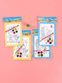 5/10 件儿童 DIY 水彩画板 - 创意绘画套装，含迷你水彩颜料和画笔，幼儿园水彩画着色早教绘画套装素描板手工艺绘画 - 彩色 - 查看 8
