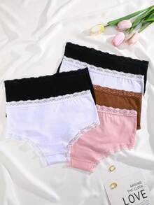 6条装舒适可爱蕾丝拼接棉质女士内裤 - 彩色 - 查看 5