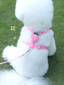 1pc Dog Leash Reflective Chest Harness Vest For Small Dogs, Teddy, Corgi, Pomeranian - Green - View 6