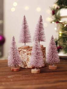 1 cây thông Noel mini lấp lánh màu hồng, cây thông nhân tạo phủ sương có đế gỗ, cây để bàn nhỏ dùng để trang trí Giáng sinh, nhà ở, văn phòng, xứ sở thần tiên mùa đông, ngày lễ, tiệc tùng, đồ thủ công tự làm, lý tưởng cho tiệc Giáng sinh và nâng cấp nội thất nhà ở trang trí nhà trang trí phòng đồ trang trí Giáng sinh quà tặng Giáng sinh trang trí Giáng sinh - Nhiều màu - Xem 3