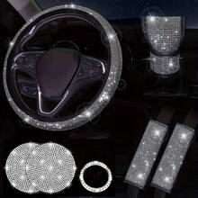 7件套汽车方向盘套、换挡杆套、肩垫、杯架、点火环装饰配件 - 款式A - 查看 8