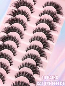 10 Pairs Of Cat Eye False Eyelashes Grafted False Eyelashes Make Your Eyes Bright And Reusable Suitable For All Eye Shapes - Lông mi  mắt mèo - Xem 4