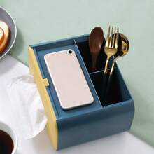 Creative Plastic Multifunctional Tissue Box Remote Control Storage Tissue Box Dust-Proof Tissue Canister Desktop Storage Box - Multicolor - Ver 8