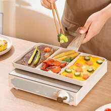 1pc Fluorine-Coated Divided Baking Tray, 10 Inch (Approx. 27 Cm), 4 Compartments, Suitable For Frying Pans, Stoves, Gas, Electric, And Induction Cookers, PFOA-Free, Aluminum Seafood Boiler