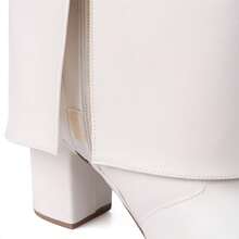 Domidona Women's High-Top Cover Boot With Block Heel And Pointed Toe - White - View 7