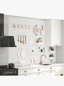 1 件装黑色/白色 DIY 洞洞板，洞洞板墙面收纳板，壁挂式洞洞板，洞洞板组合套装，墙面钥匙架，洞洞板墙面管理器，墙面框架，适用于厨房、家庭、办公室、工艺室、车库、工作室。 - 彩色 - 查看 5